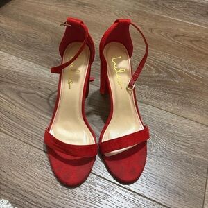 Lulu's Vibrant Red Heels with Ankle Strap